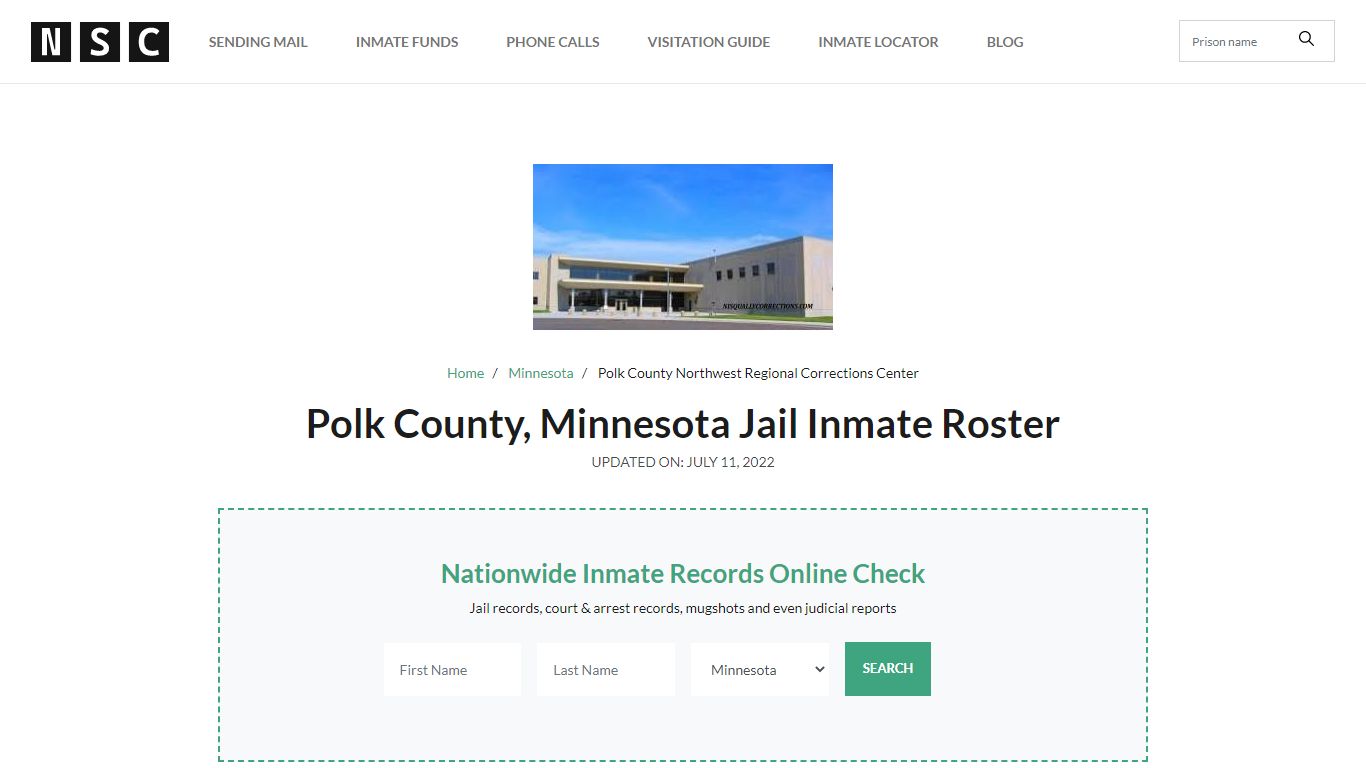 Polk County, Minnesota Jail Inmate Roster