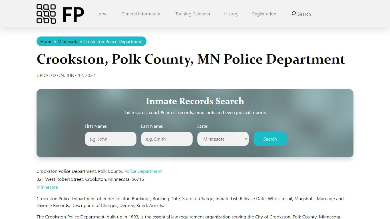 Crookston, MN Police - City Jail Inmates, Arrests
